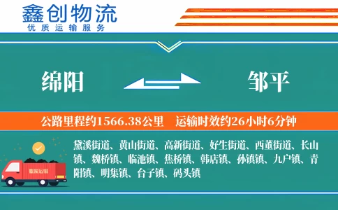 绵阳到邹平物流公司