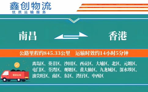 南昌到香港物流公司