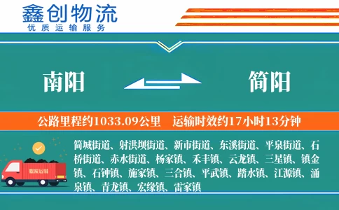 南阳到简阳物流公司