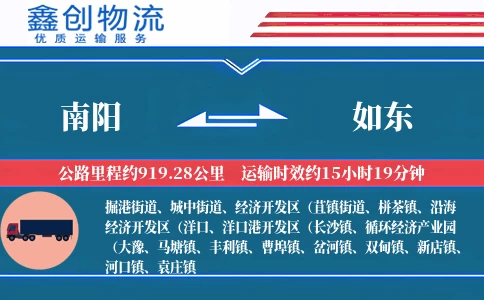 南阳到如东物流公司