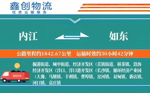 内江到如东物流公司