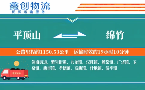 平顶山到绵竹物流公司