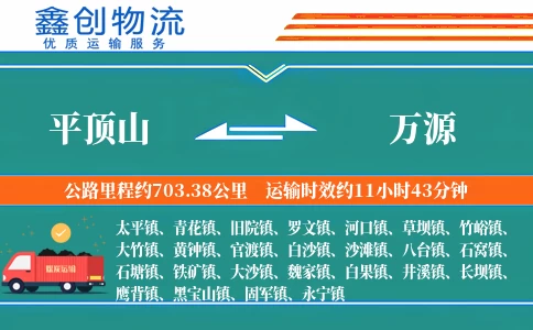 平顶山到万源物流公司