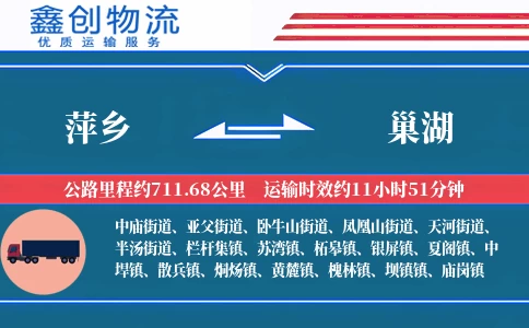 萍乡到巢湖物流公司