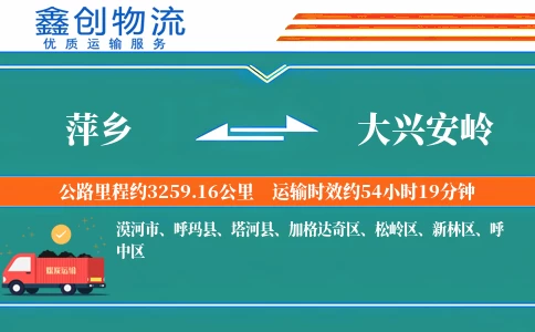萍乡到大兴安岭物流公司