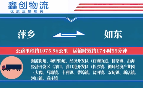 萍乡到如东物流公司