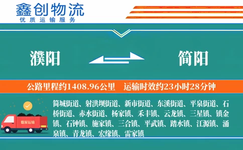 濮阳到简阳物流公司