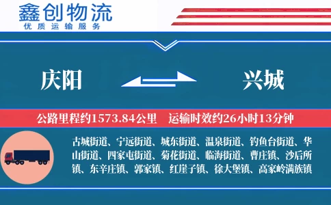 庆阳到兴城物流公司