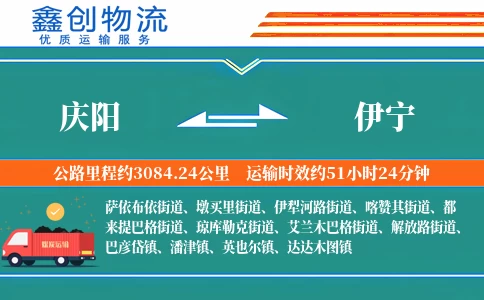 庆阳到伊宁物流公司