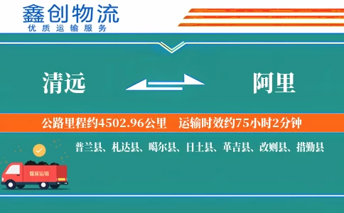 清远到阿里物流公司