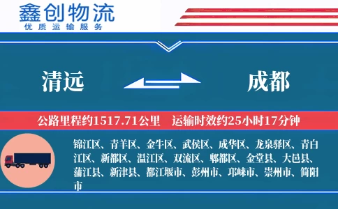 清远到成都物流公司