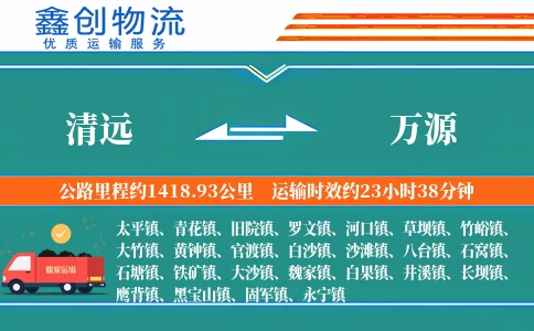 清远到万源物流公司