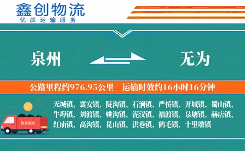 泉州到无为物流公司