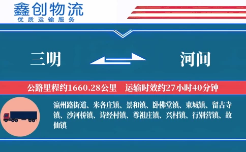三明到河间物流公司