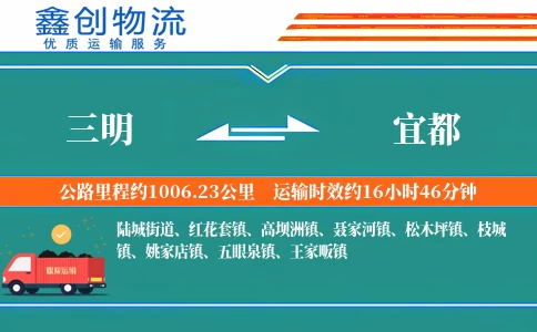 三明到宜都物流公司