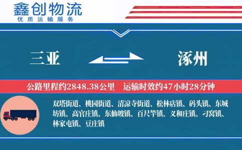 三亚到涿州物流公司