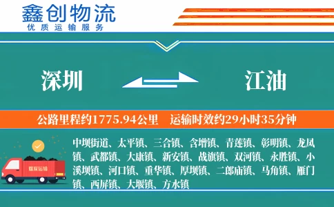 深圳到江油物流公司