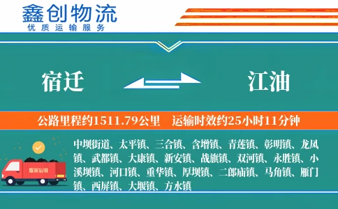宿迁到江油物流公司