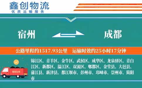 宿州到成都物流公司