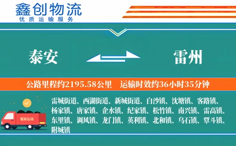 泰安到雷州物流公司