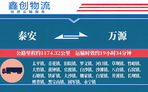 泰安到万源物流公司