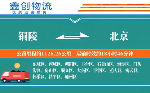 铜陵到北京物流公司