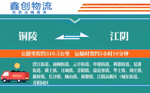 铜陵到江阴物流公司