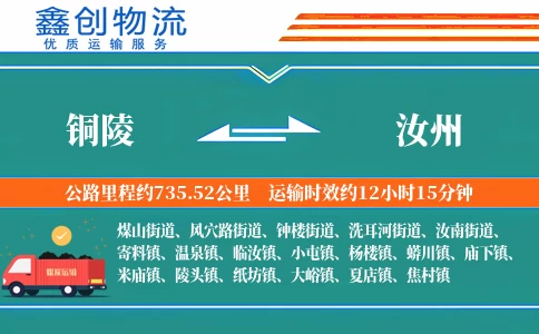 铜陵到汝州物流公司