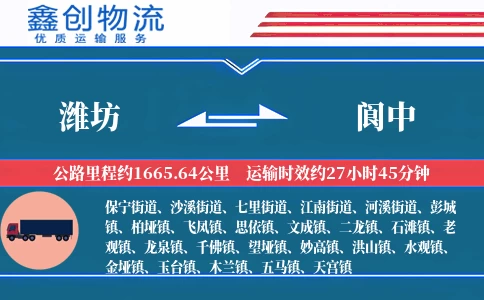 潍坊到阆中物流公司