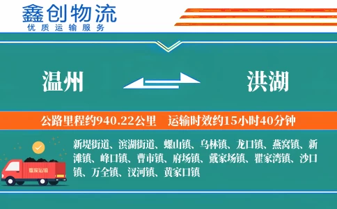 温州到洪湖物流公司