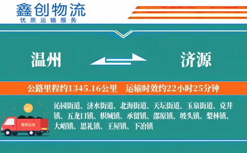 温州到济源物流公司