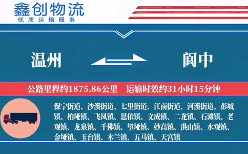 温州到阆中物流公司