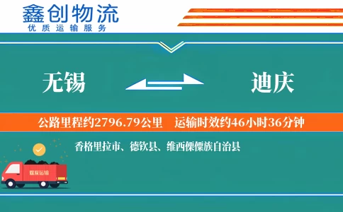 无锡到迪庆物流公司