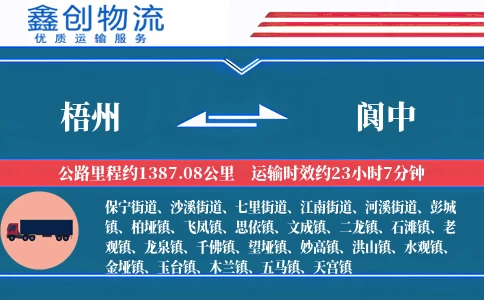 梧州到阆中物流公司