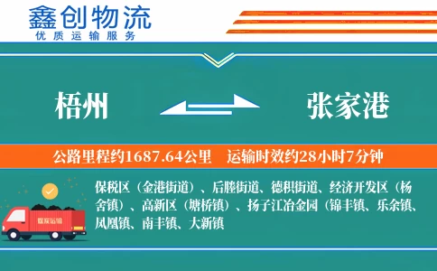 梧州到张家港物流公司