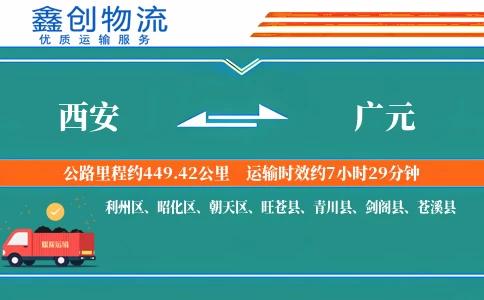 西安到广元物流公司