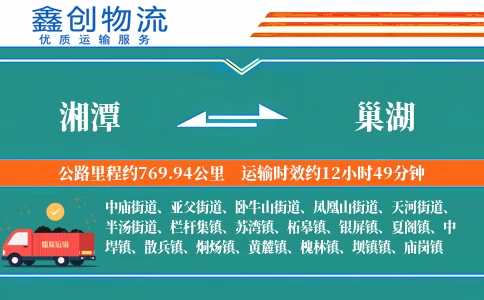 湘潭到巢湖物流公司