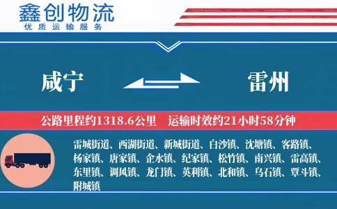 咸宁到雷州物流公司