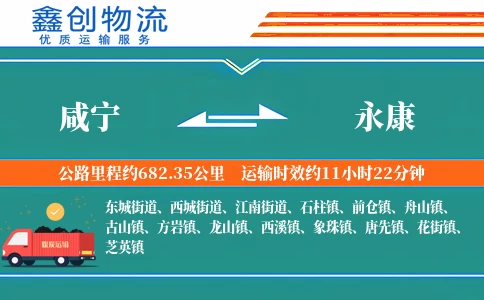 咸宁到永康物流公司