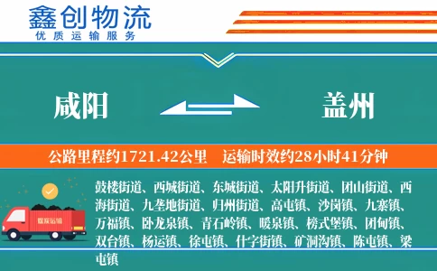 咸阳到盖州物流公司