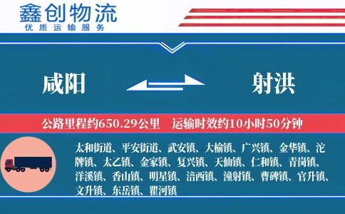 咸阳到射洪物流公司