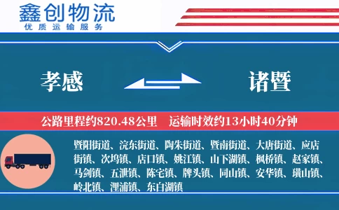 孝感到诸暨物流公司