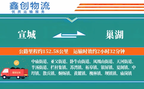 宣城到巢湖物流公司