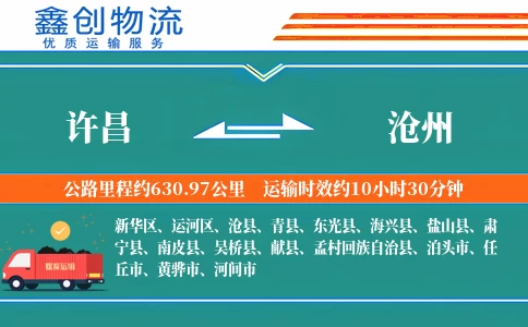 许昌到沧州物流公司