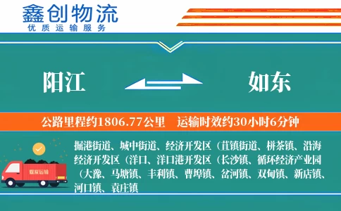 阳江到如东物流公司