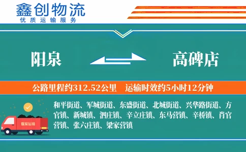 阳泉到高碑店物流公司