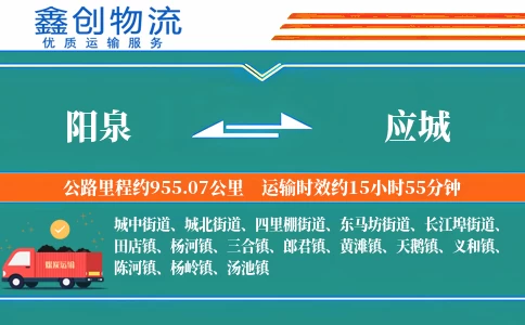 阳泉到应城物流公司