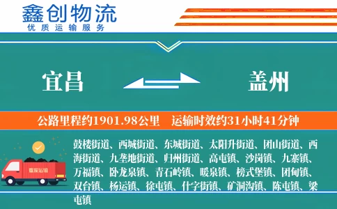 宜昌到盖州物流公司