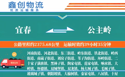 宜春到公主岭物流公司