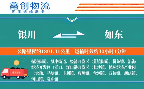 银川到如东物流公司